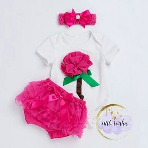 Baby girl set hot pink with headband
